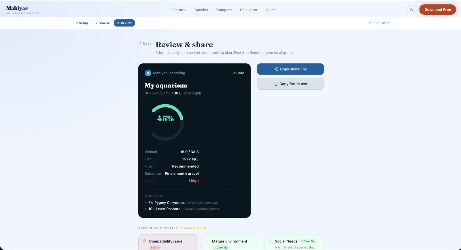 Screenshot of Mahiyar: Aquarium Manager