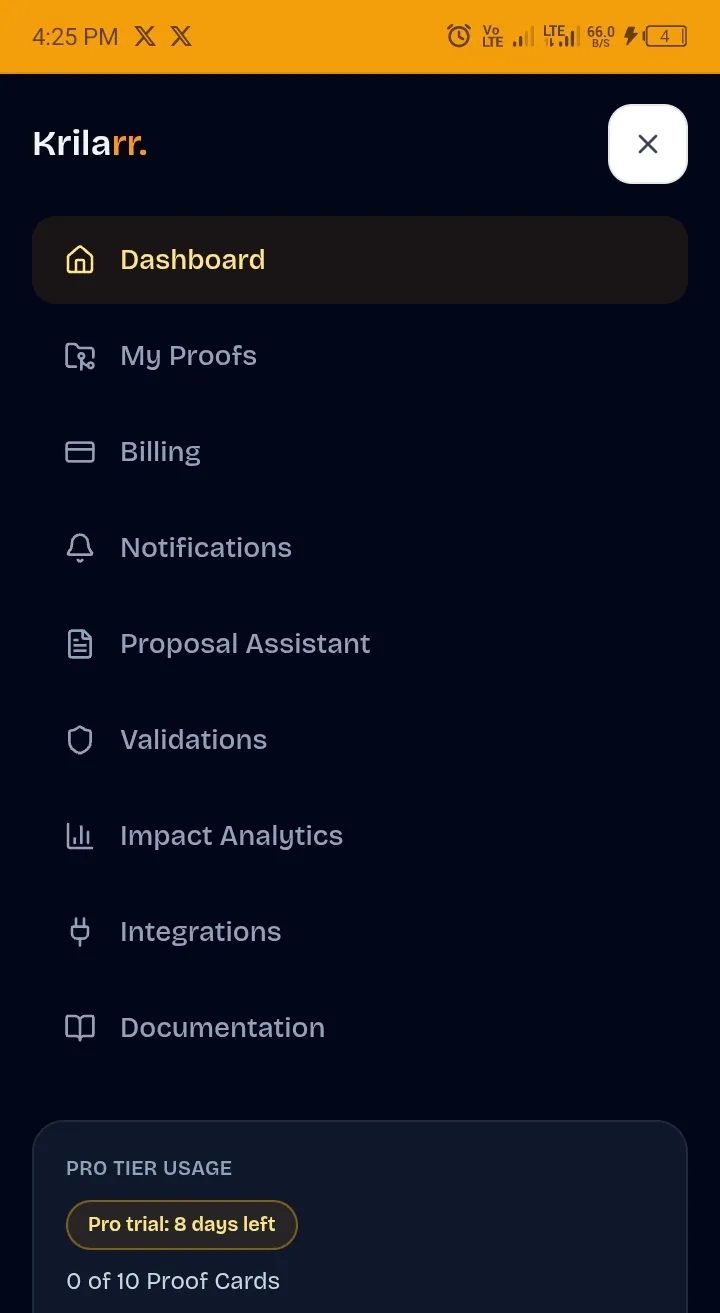 Screenshot of Krilarr - Verifiable Work for Developers and Freelancers