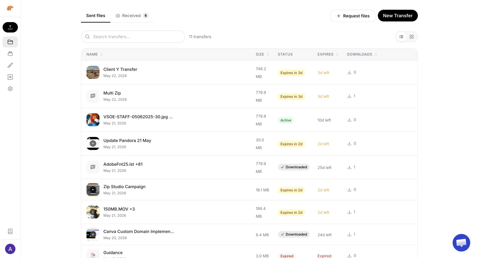 Screenshot of TrunkTransfer