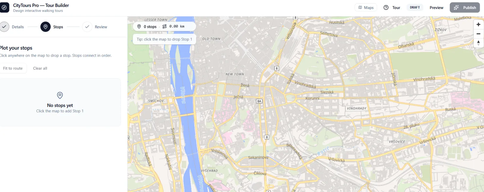 Screenshot of city tours