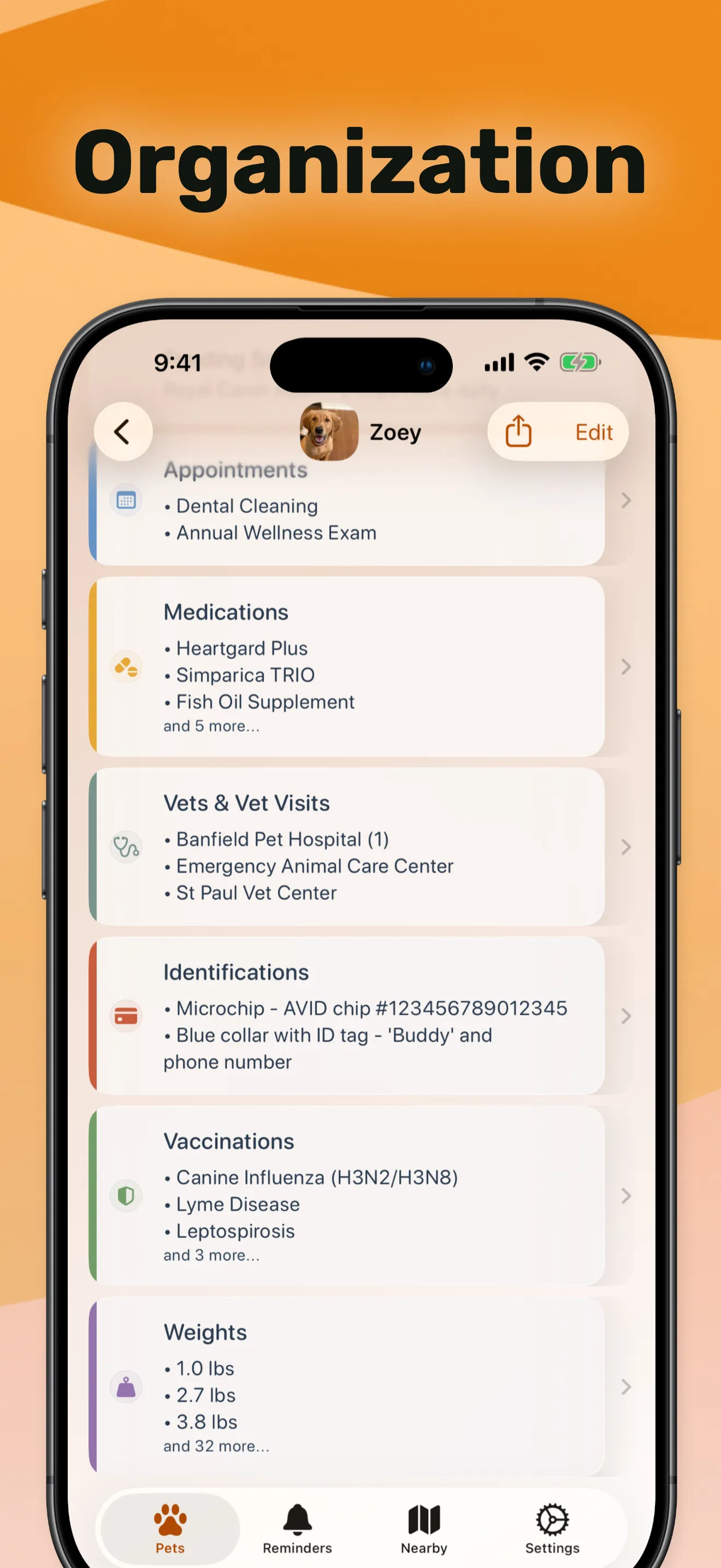 Screenshot of PetFetch - Pet Organizer